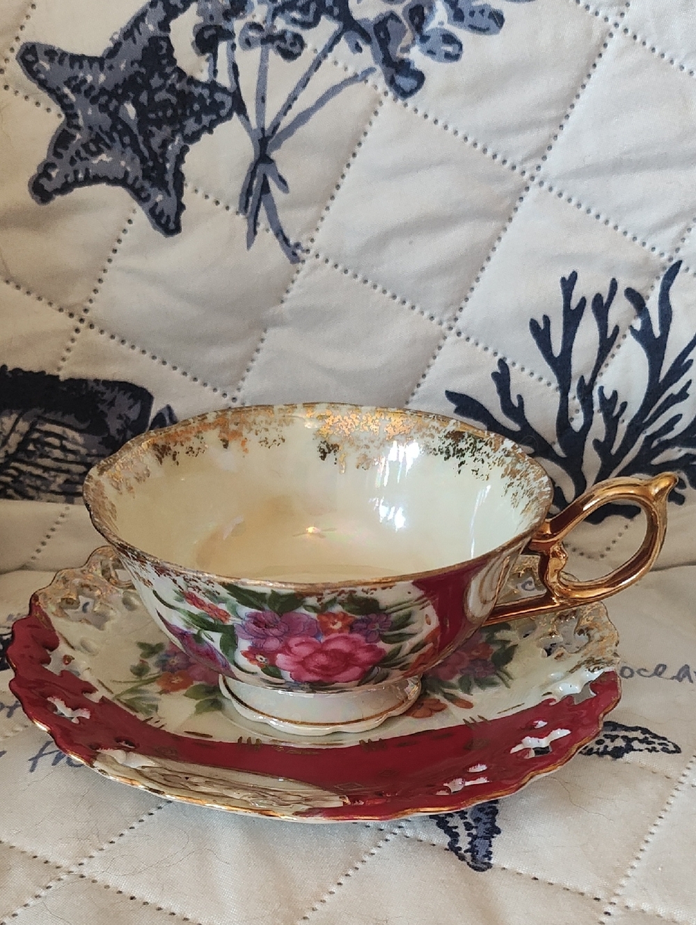 HOME: VINTAGE JAPAN 🎀 RIBBON TEA CUP & SAUCER SET